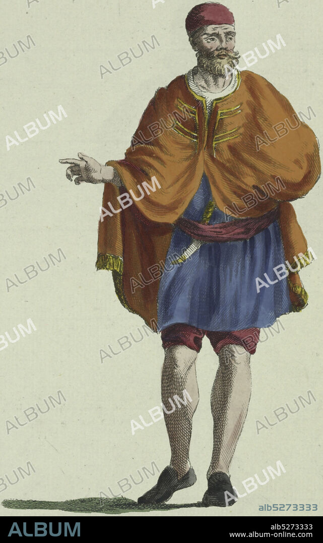 Habit of a Moor of Morocco in winter in 1695. Habit d'hiver d'un Maure de Moroc., still image, Prints, 1757 - 1772, Pidou de Saint-Olon, Monsieur (François) (1646-1720).
