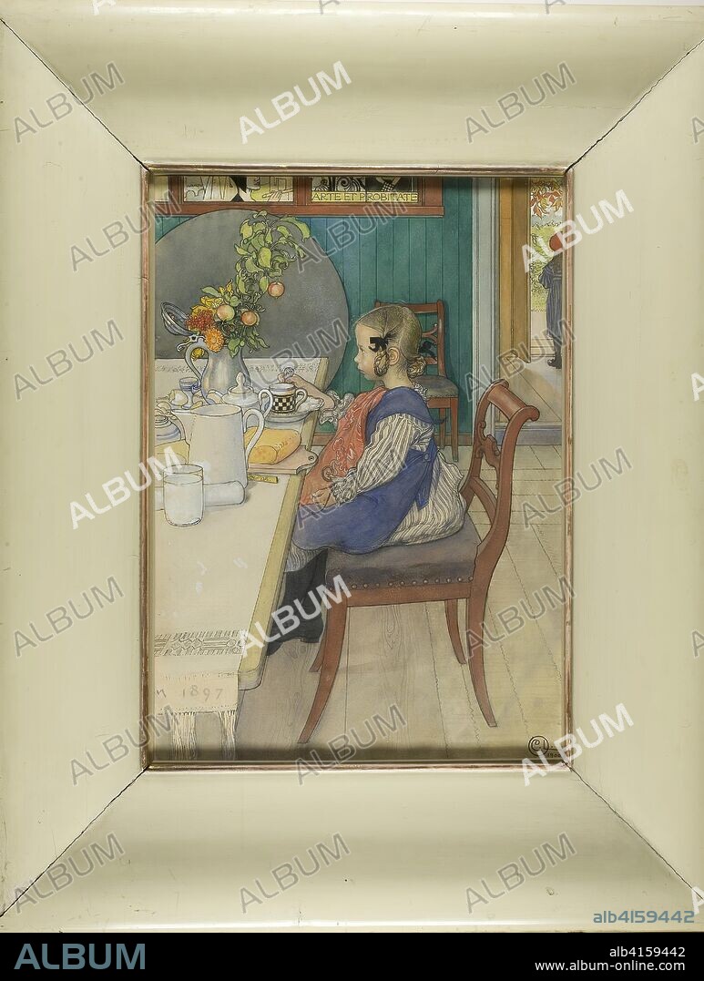 Little Lie-A-Bed's Sad Breakfast. Carl Olof Larsson; Swedish, 1853-1919. Date: 1900. Dimensions: 510 x 358 mm. Watercolor over graphite on paper. Origin: Sweden.