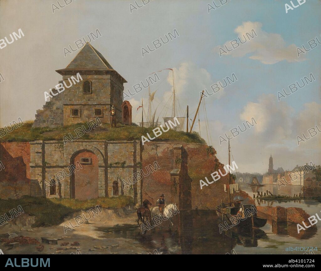 CAREL JACOBUS BEHR y GIJSBERTUS CRAEYVANGER. City Wall with Gunpowder Magazine. Dating: 1830. Measurements: h 48.4 cm × w 60.5 cm; d 8.3 cm.