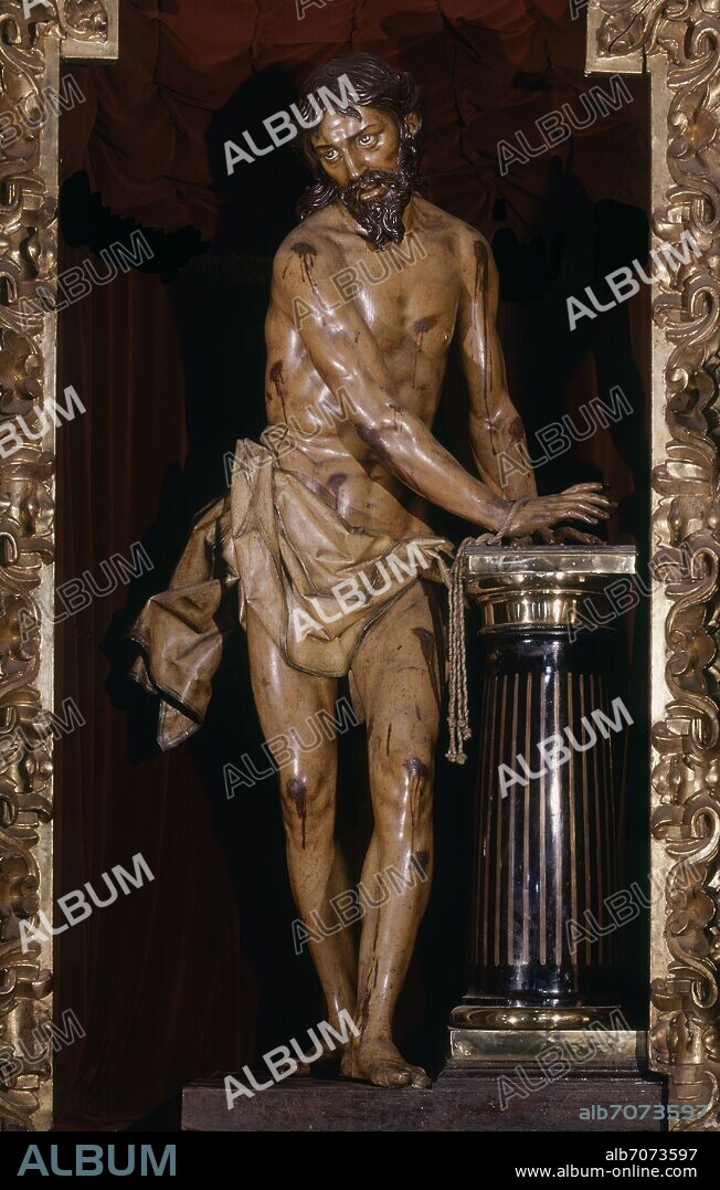 GREGORIO FERNANDEZ. CRISTO ATADO A LA COLUMNA - S XVII - BARROCO ESPAÑOL - MADERA POLICROMADA.