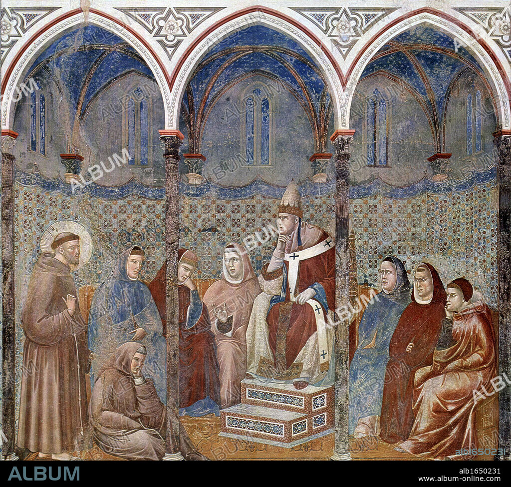 Giotto di Bondone fresco cycle for the life of St. Francis of Assisi Francis before Pope Honorius III, 1296-98.