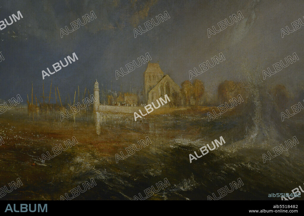 WILLIAM TURNER (1775-1851). BRITISH PAINTER.. Joseph Mallord William Turner (1775-1851). Pintor inglés. Quillebeuf, desembocadura del Sena, 1833. Oleo sobre lienzo (88 x 120 cm). Detalle. Museo Calouste Gulbenkian. Lisboa. Portugal.