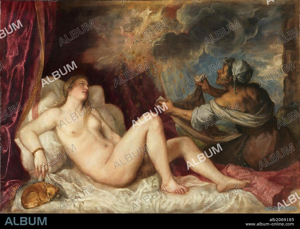 Vecellio di Gregorio Tiziano / 'Dánae recibiendo la lluvia de oro', 1553, Escuela Italiana, Óleo sobre Lienzo, 129,8 cm x 181,2 cm, P00425.