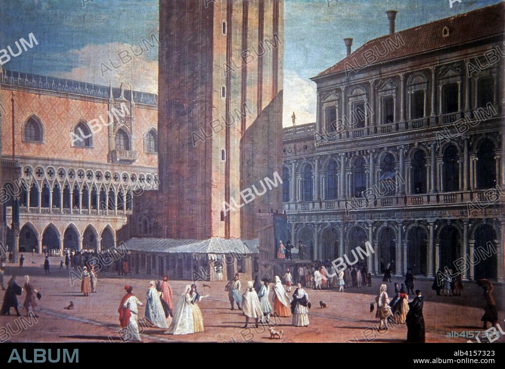 LUCA CARLEVARIJS (1663-1730). CARLEVARIJS , LUCA PINTOR ITALIANO 1665 - 1731 " PLAZA DE SAN MARCOS DE VENECIA " , OLEO MUSEO CASTELLVECHIIO . VERONA VENECIA PINTADO.