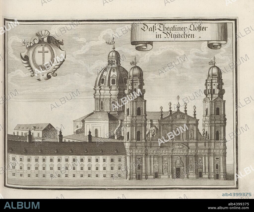 That Theatiner Closter in Munich, Dominican Monastery Sankt Kajetan and Theatinerkirche in Munich, Fig. 19, p. 16, Wening, Michael (del. et sc.), 1701, Michael Wening: Historico-topographica descriptio. Das ist: Beschreibung, dess Churfürsten- und Hertzogthumbs Ober- und Nidern Bayrn, welches in vier Theil oder Rennt-Aembter, als Oberlands München und Burgkhausen, Underlands aber in Landshuet unnd Straubing abgetheilt ist [...]. Thail 1. München: bey Johann Lucas Straub, gem: lobl. Landtschafft Buchtruckern, anno M.DCCI. [1701].