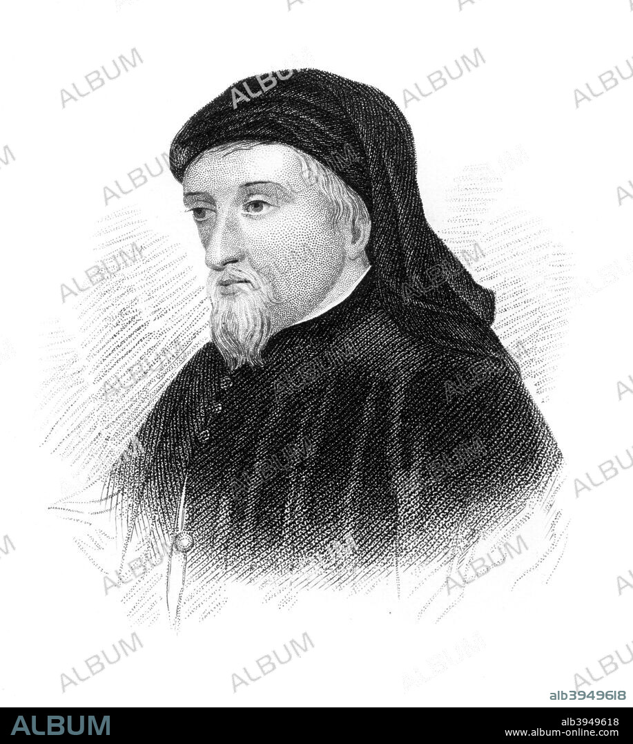 Geoffrey Chaucer, 14th century English author, poet, philosopher, bureaucrat, and diplomat, (c1850). Portrait of Chaucer, (c1343-1400), author of The Canterbury Tales. Taken from the book Old England's Worthies, London, c1850.