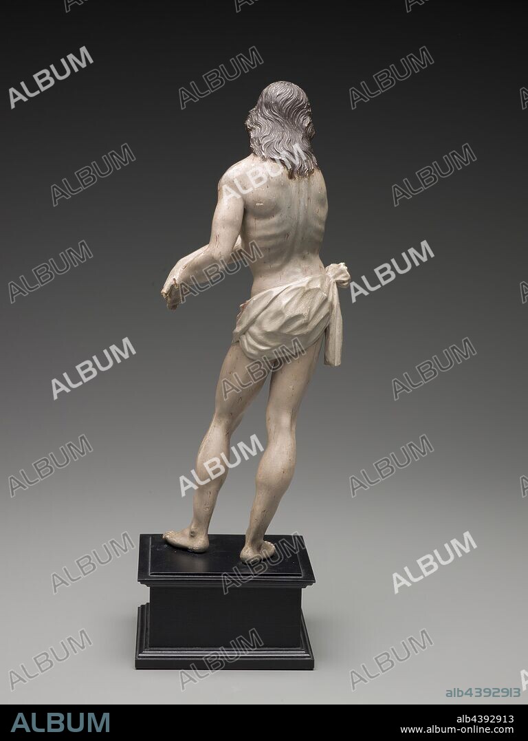 Christ at the Column, Attributed to Caspicara (Manuel Chili) (Ecuadorian, 1723-1796), second half of 18th century, polychromed wood, inlaid glass eyes, height 16-1/4 in. (without base), European Painting and Sculpture Before 1800.