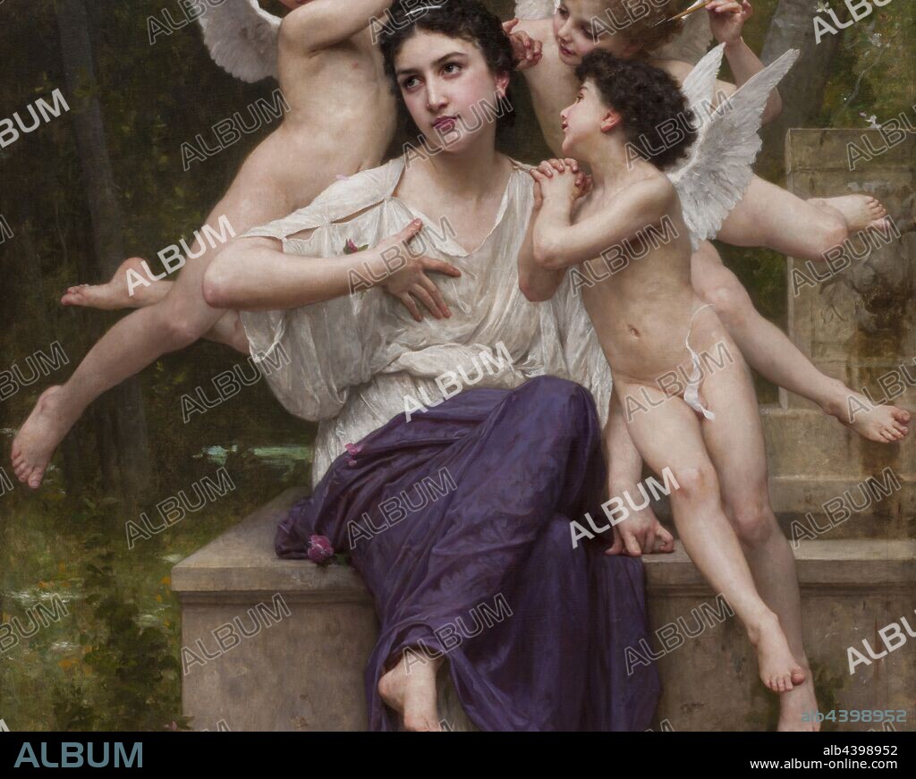 Dream of Spring (Rêve de printemps), William-Adolphe Bouguereau (French, 1825-1905), 1901, oil on canvas, 73 x 50 in. (canvas) 85 x 63 x 5-1/4 in. (frame), Signed and dated in white paint at lower left: W-BOUGUEREAU-1901, European Painting and Sculpture 1800-1945.