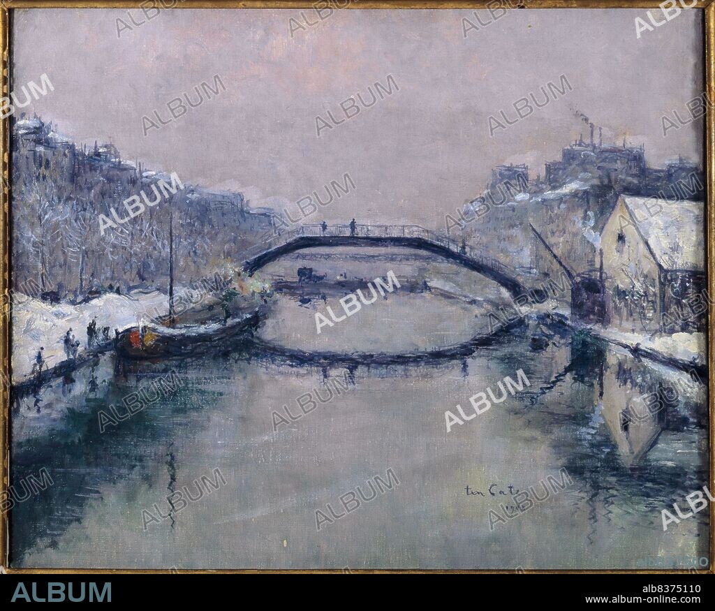 SIEBE JOHANNES TEN CATE. Saint-Martin canal; in snow, 10th arrondissement, 1908.