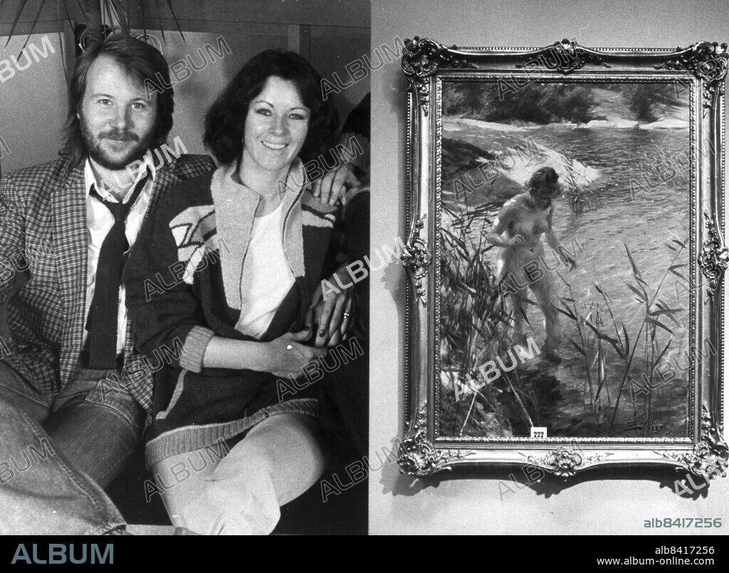 ARKIV 19801029 - . Benny Andersson och Anne-Frid Lyngstad ropade igår in den berömda Zorn tavlan på Buskowskis auktion för 860 000 kr. Foto: DEX Kod: 192 . COPYRIGHT SCANPIX SWEDEN.