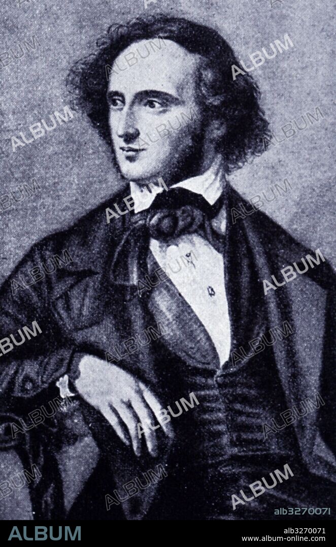Portrait of Felix Mendelssohn (1809-1847) a German composer, pianist, organist and conductor of the early Romantic period. Dated 19th Century.