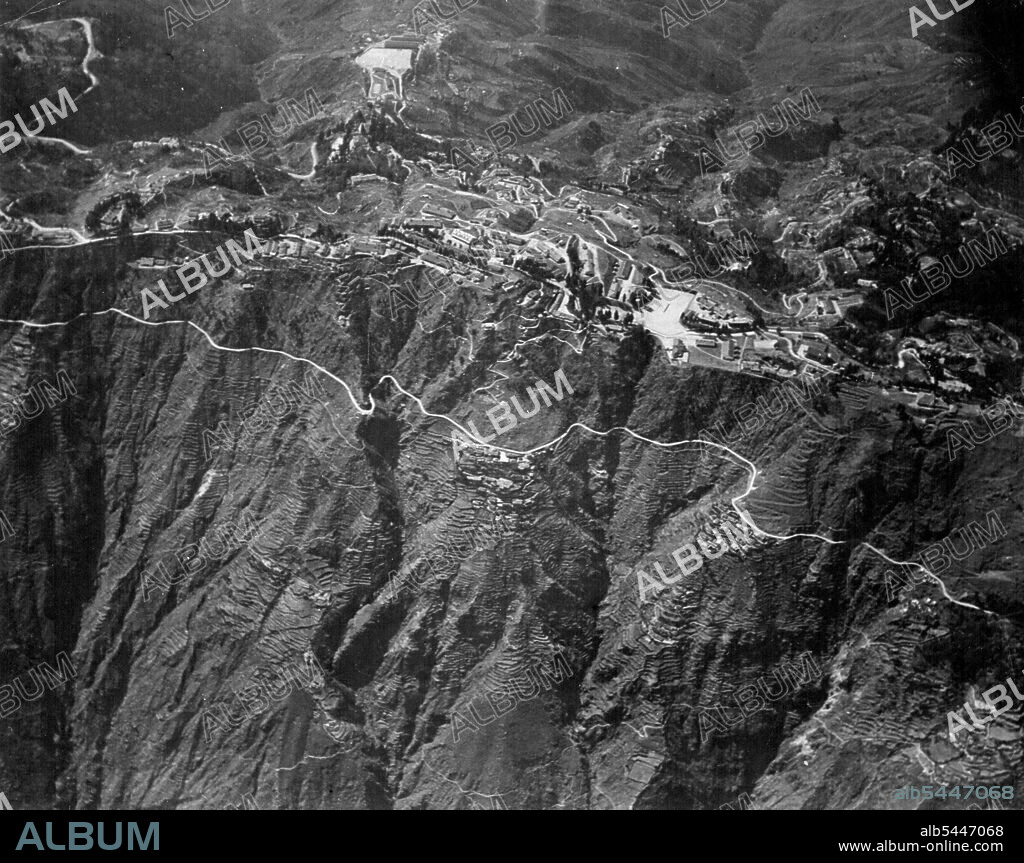 Houston Mount Everest Flight -- Aerial view of Darjeeling taken from 13,800ft. Darjeeling itself is 8,000ft. above sea level. May 22, 1933.