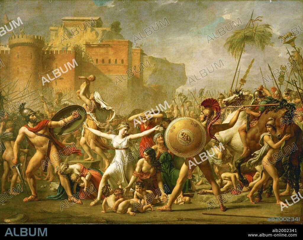 JACQUES LOUIS DAVID. Jacques-Louis David, 'El rapto de las Sabinas', 1799, Óleo sobre lienzo, 385 × 522 cm, Inv. 3691.