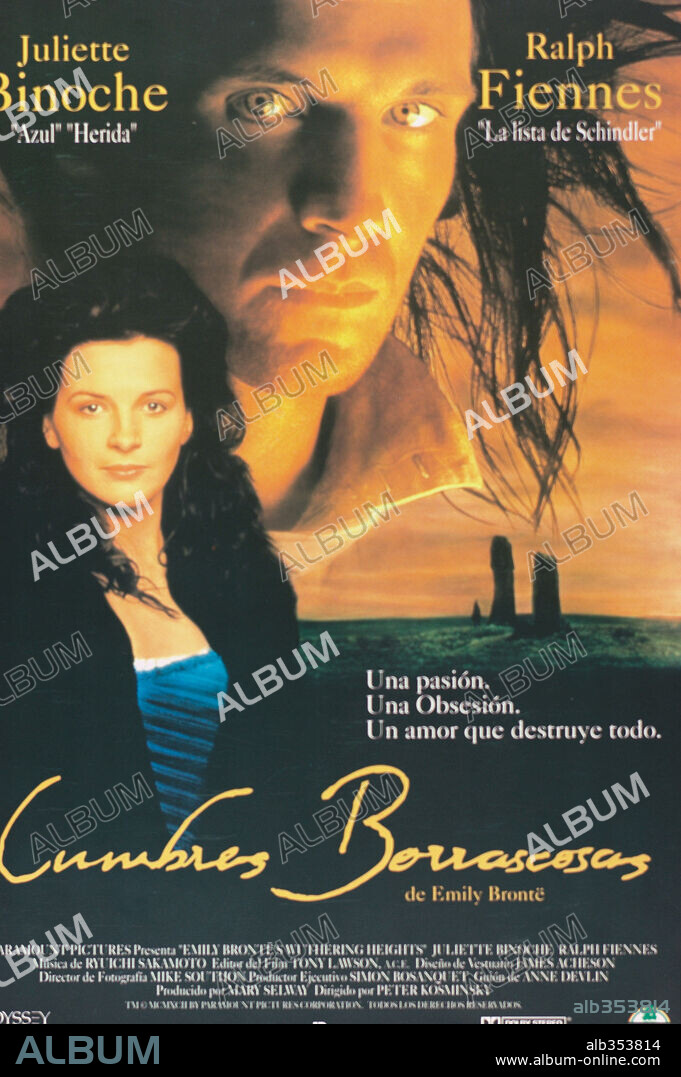 Poster de CUMBRES BORRASCOSAS, 1992 (WUTHERING HEIGHTS), dirigida por PETER KOSMINSKY. Copyright PARAMOUNT PICTURES.