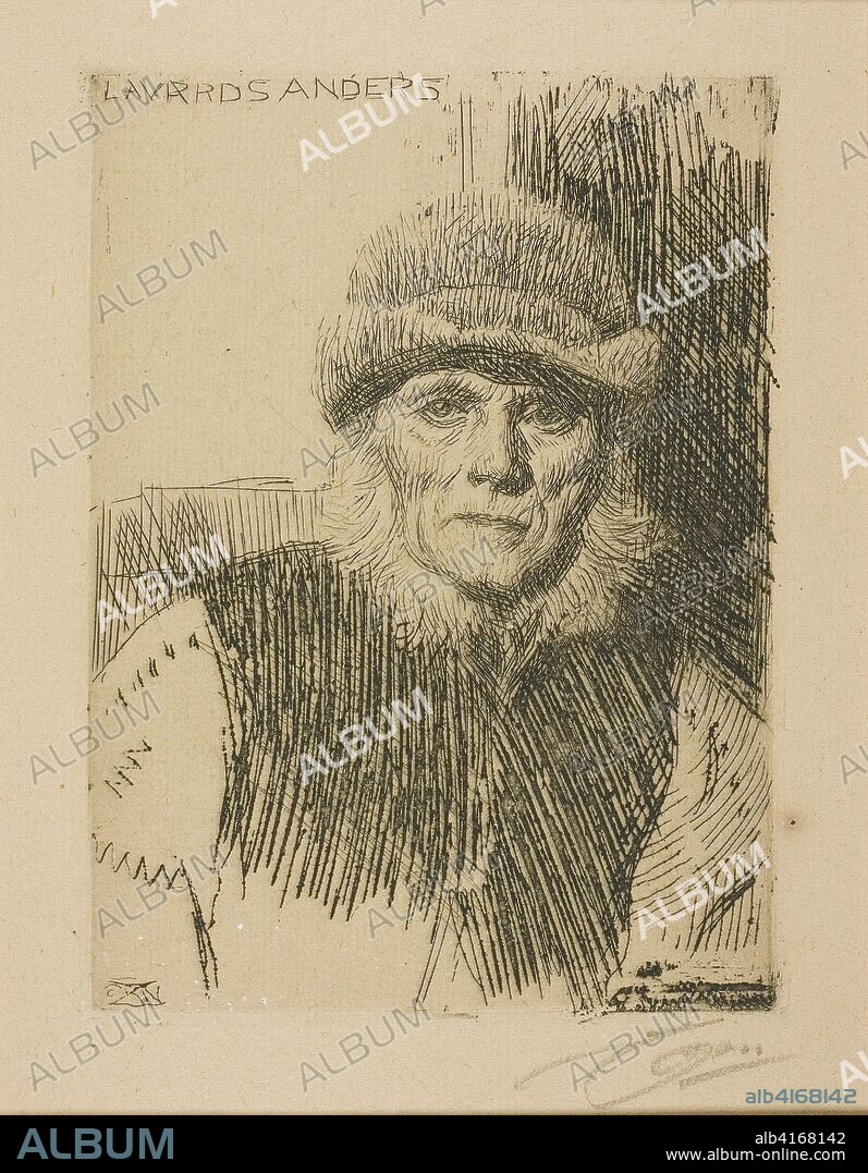 Dalecarlian Peasant (Lavards Anders). Anders Zorn; Swedish, 1860-1920. Date: 1918-1919. Dimensions: 154 x 114 mm. Etching on tan laid paper. Origin: Sweden.