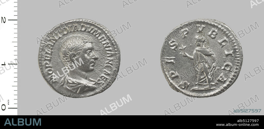 Honorand: Diadumenian, Emperor of the Roman Empire, A.D. 208218, ruled 21718, Ruler: Macrinus, Emperor of Rome, ca. 165218, ruled 21718, Artist: Rome, Denarius of Macrinus, Emperor of Rome, 21718, Silver, 2.89 g, 6:00, 19 mm, Made in Rome, Italy, Roman, 3rd century A.D., Numismatics.