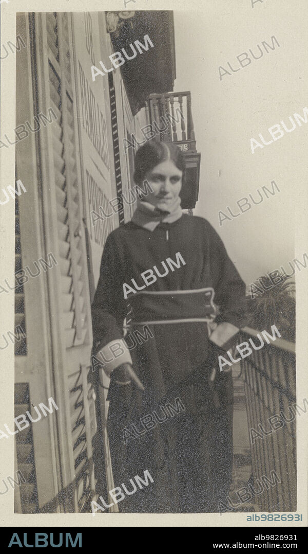 PABLO PICASSO. Olga Khokhlova on the balcony of the Ranzini Hotel, Barcelona.