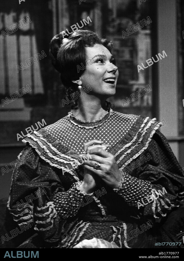 Olga Villi on the stage. The Italian actress Olga Villi plays wearing a stage costume. 1960s.