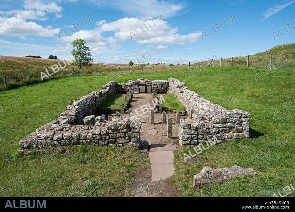 Temple of Mithras from 3rd century, Hadrian's Wall, Carrawburgh, Northumberland, England, United Kingdom, Europe.
