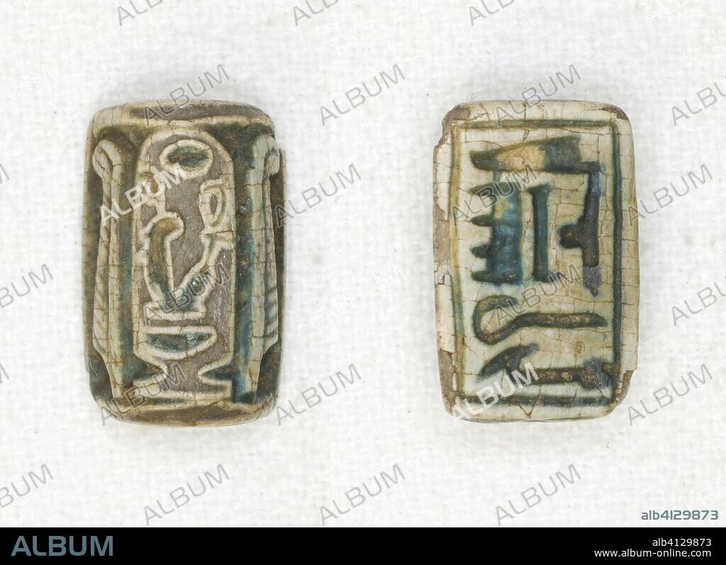 ANCIENT EGYPTIAN. Plaque: Nebmaatre/Amenhotep Ruler of Thebes. Egyptian. Date: 1390 BC-1352 BC. Dimensions: 1.4 × 1 × 0.6 cm (9/16 × 3/8 × 1/4 in.). Steatite. Origin: Egypt.