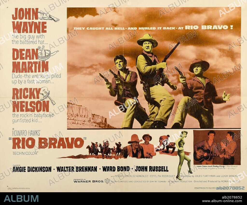Poster of RIO BRAVO, 1959, directed by HOWARD HAWKS. Copyright WARNER BROTHERS.
