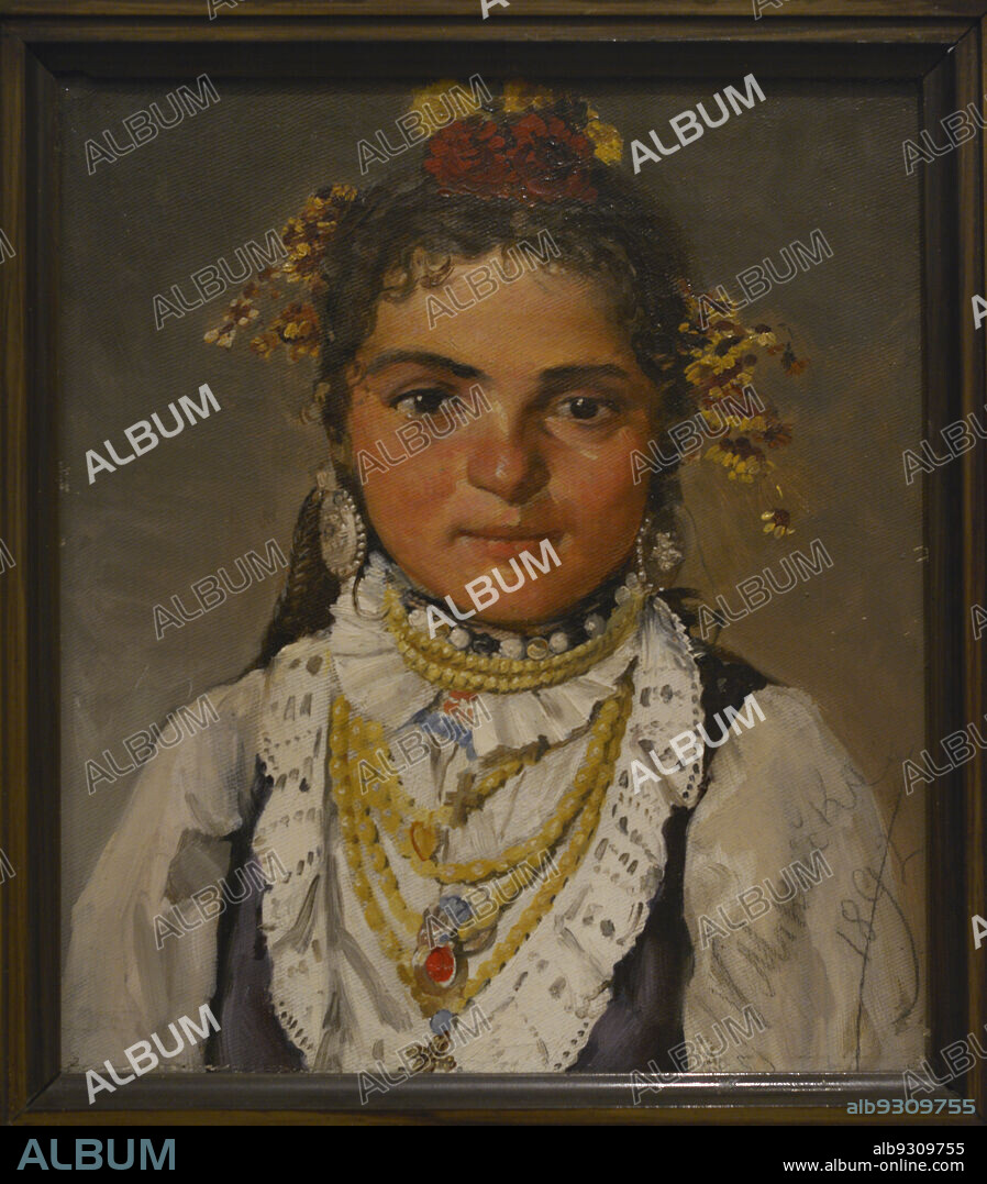 IVAN MRKVICKA (1856-1938). CZECH PAINTER.. Ivan Mrkvicka (1856-1938). Pintor checo. Lazarka. Niña campesina, 1892. Galería Nacional de Arte. Sofía. Bulgaria.
