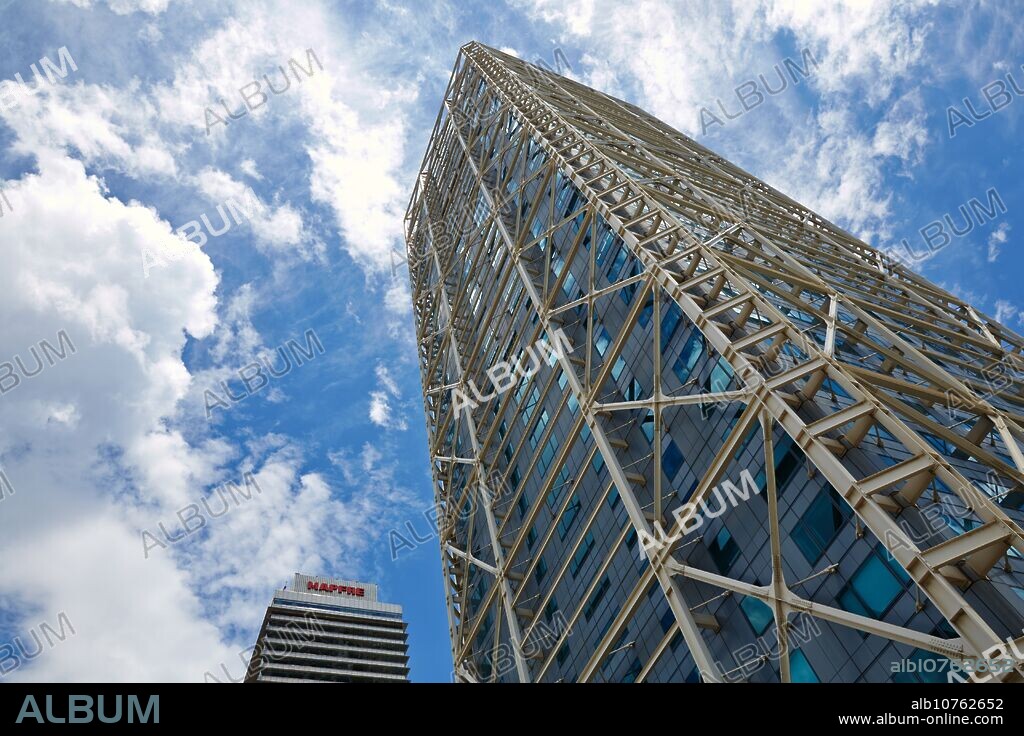 Mapfre tower and Hotel Arts. Port Olimpic. Barcelona. Catalonia. Spain.