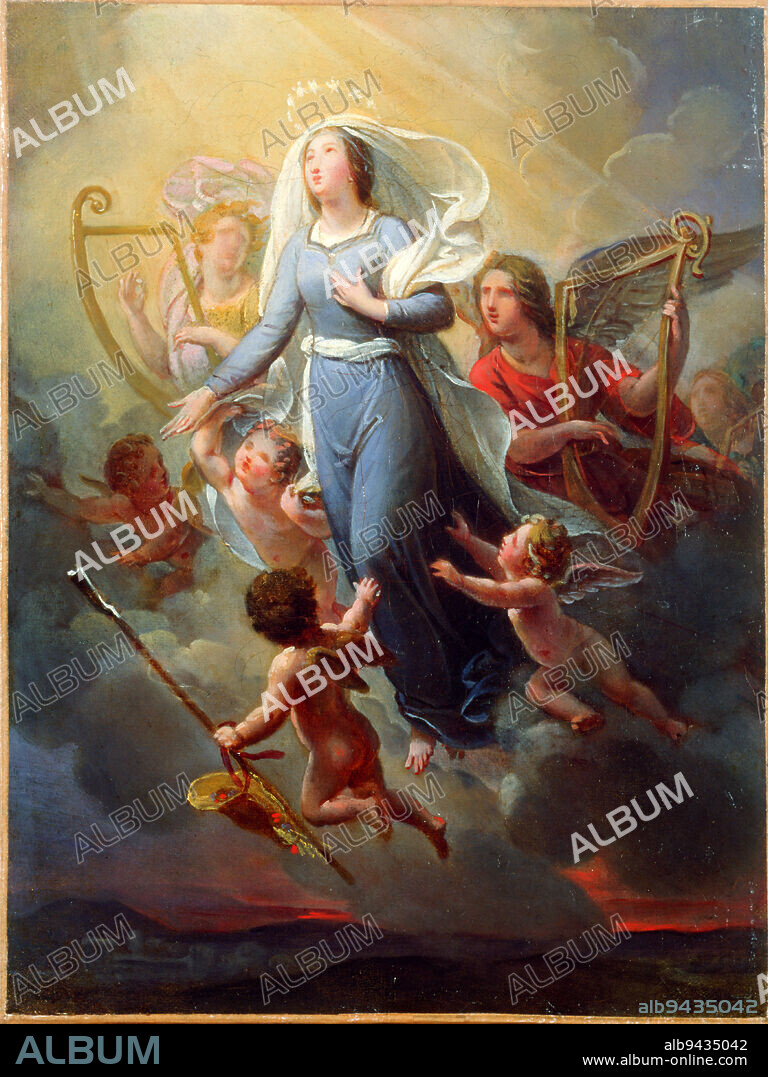 Sketch for the Saint-Laurent church: The Apotheosis of Saint Genevieve, Lancrenon, Joseph-Ferdinand, Painter, About 1827, 1st half of the 19th century, Painting, Painting, Oil painting, Canvas, Dimensions - Frame:, Height: 32.5 cm, Width: 25 cm, Dimensions - Frame:, Height: 41 cm, Width: 33 cm, Thickness: 5 cm.