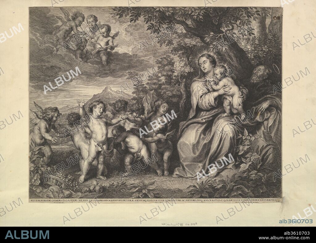 Rest on the Flight into Egypt. Artist: After Anthony van Dyck (Flemish, Antwerp 1599-1641 London); Schelte Adams à Bolswert (Dutch, Bolsward 1581-1659 Antwerp). Dimensions: sheet: 17 3/8 x 22 7/16 in. (44.2 x 57 cm). Publisher: Martinus van den Enden (Flemish, active 1630-54). Date: 1650-59.