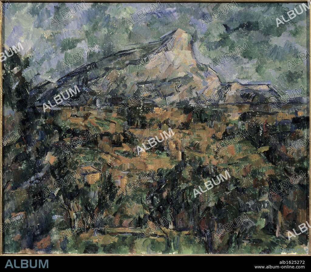 PAUL CÉZANNE. Landscape at Aix (Mont Sainte-Victoire)  1906  Paul Cezanne (1839-1906 French)  Oil on canvas  Pushkin Museum of Fine Arts, Moscow, Russia.