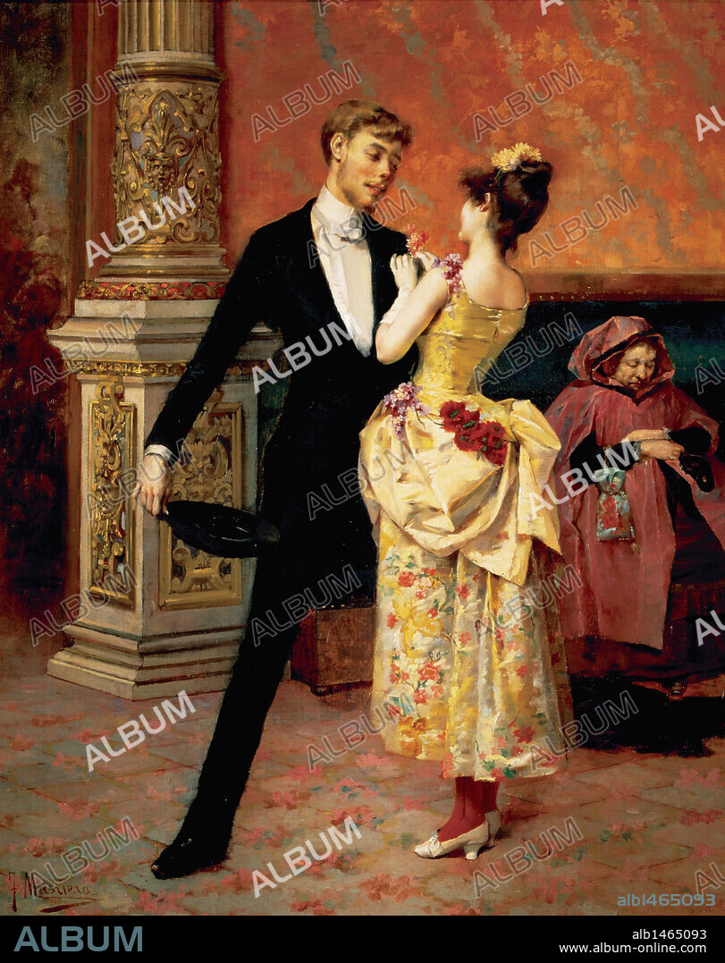 ARTE S. XIX. ESPAÑA. FRANCESC MASRIERA (1842-1902). Pintor catalán. "SALON DE DESCANSO DEL TEATRO DEL LICEO". Círculo del Liceo. Barcelona.