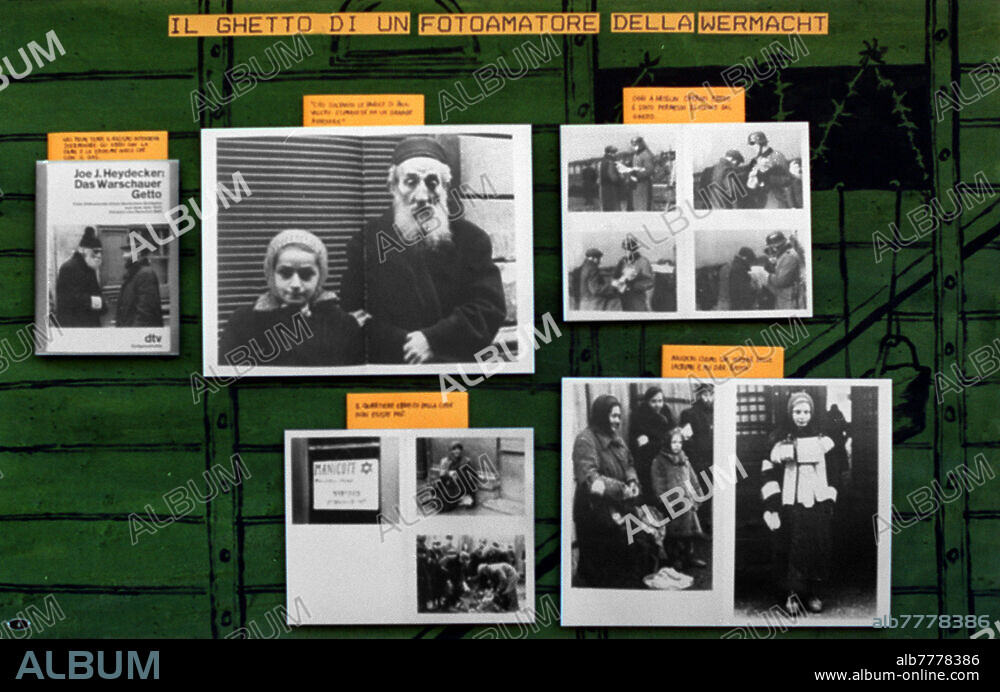 NAZISMO ANTISEMITISMO "The ghetto of a Wermacht amateur photographer". Fourth panel of the exhibition "Lvov's Mona Lisa - Spontaneous images and texts related to the facts of the extermination": photographs taken in the Warsaw ghetto by Joe J. Heydecker (1916-1997). The original and innovative formula of the exhibition aims to approach the visitor through the vision of the images, to lead them to the reading of significant texts of which provides a brief excerpt, in a sort of analogical multimedia hypertextuality. Exhibition set up by the Valle d'Aosta Committee for the celebration of the 50th anniversary of the Resistance, Liberation and Autonomy, based on the conception and project of Ando Gilardi - National Historical Photo Library, in collaboration with the National Association of Former Deportates and with the Historical Institutes of the Resistance of the Valle d'Aosta and Novara. Aosta, April 1995.