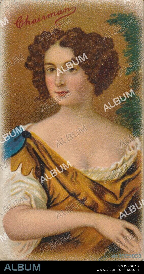 Eleanor Nell Gwyn (1650-1687) English born long-time mistress of King Charles II of England and Scotland. This portrait is after Sir Peter Lely and exemplifies the lazy hedonism of the court of Charles II. Taken from R. J. Lea, Ltd's first series of Chairman Miniature cigarette cards, 1912.
