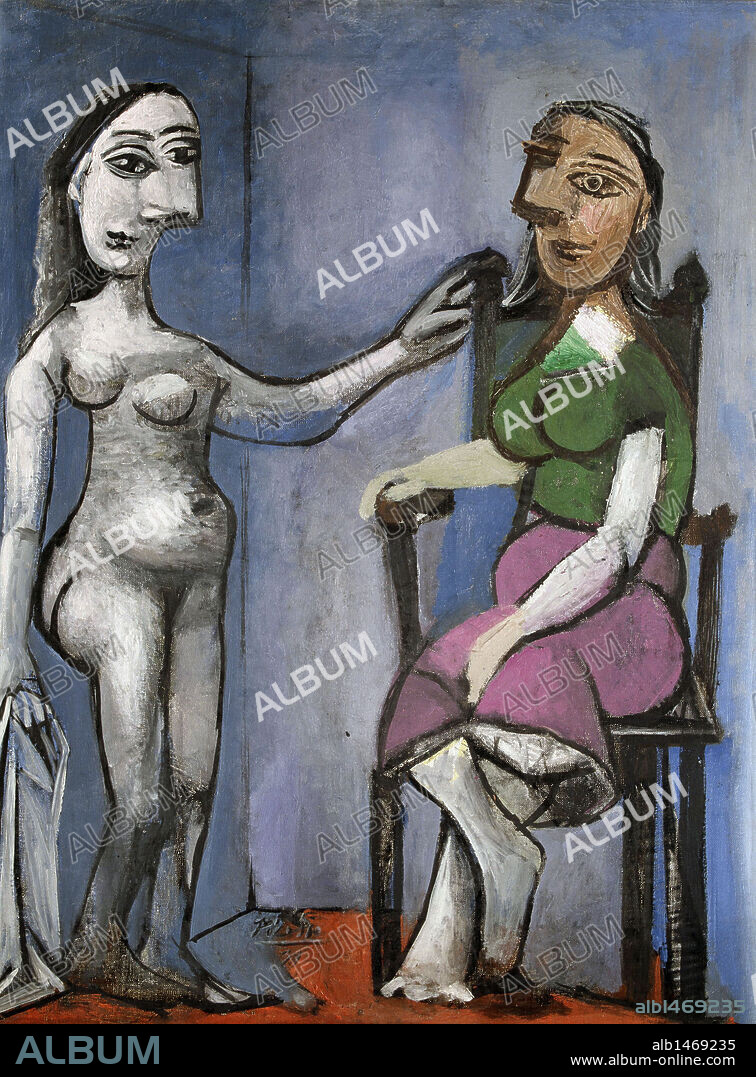 PABLO PICASSO. ARTE S. XX. ESPAÑA. PICASSO, Pablo Ruiz (Málaga,1881-Mougins,Francia, 1973). Pintor español, el máximo exponente del arte del s. XX. "NU DEBOUT ET FEMME ASSISE". Colección particular. Nueva York. Estados Unidos.
