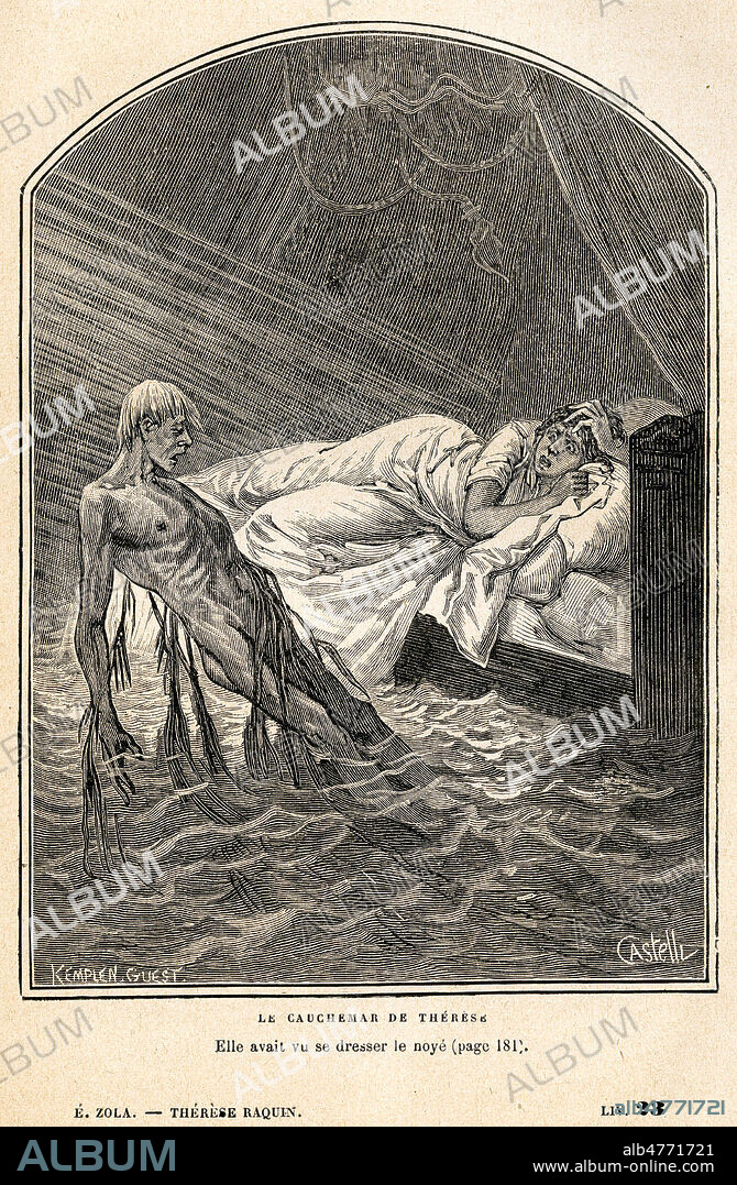 Le cauchemar de Therese Raquin : Elle avait vu se dresser le noye (Camille). Illustration d'Horace CASTELLI (1825-1889) pour Thérèse Raquin d'Emile ZOLA (1840-1902). Credit: Coll. Jonas/Kharbine-Tapabor.