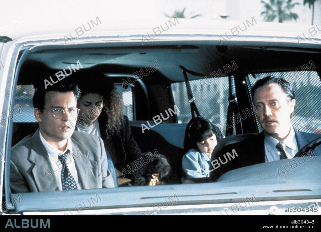 CHRISTOPHER WALKEN, JOHNNY DEPP and ROMA MAFFIA in NICK OF TIME, 1995, directed by JOHN BADHAM. Copyright PARAMOUNT PICTURES.