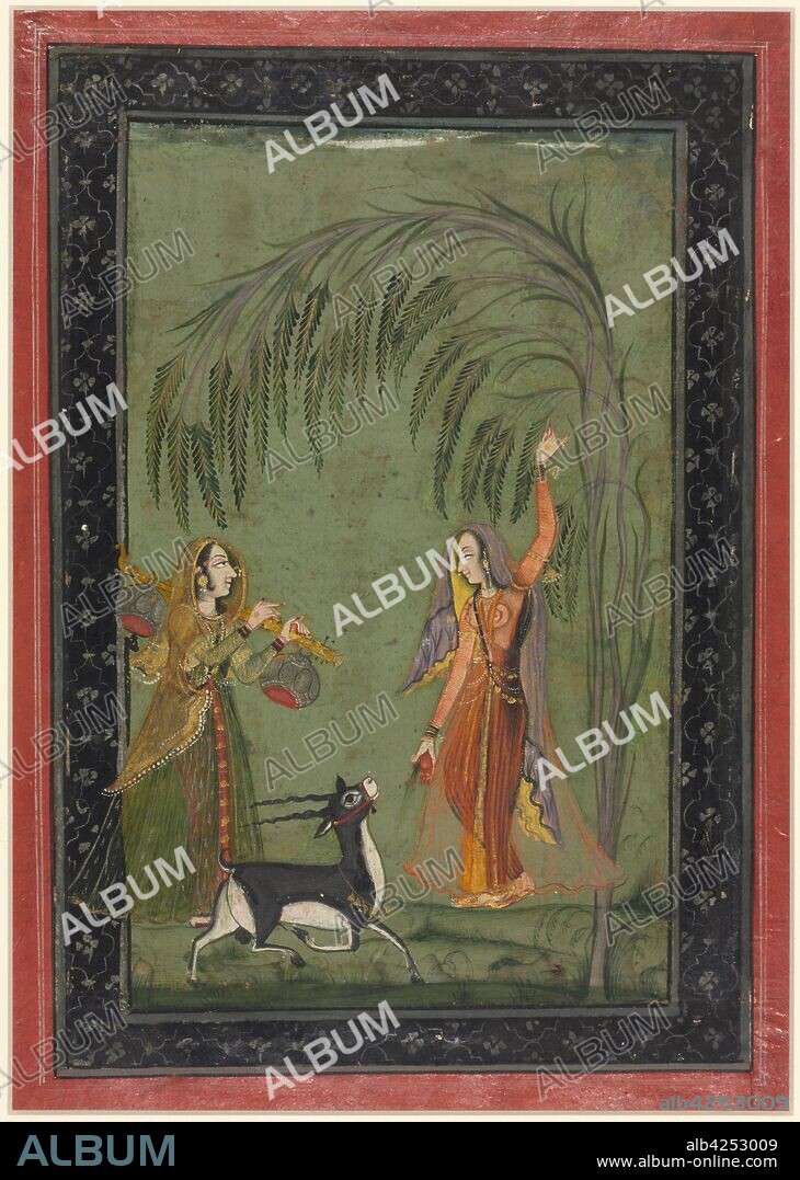 Todi Ragini, from a Ragamala Series, c. 1750-1775. Northwestern India, Rajasthan, Bundi or Uniara, 18th century. Opaque watercolor with gold on paper; image: 21.4 x 13 cm (8 7/16 x 5 1/8 in.); border: 28.7 x 22.3 cm (11 5/16 x 8 3/4 in.).