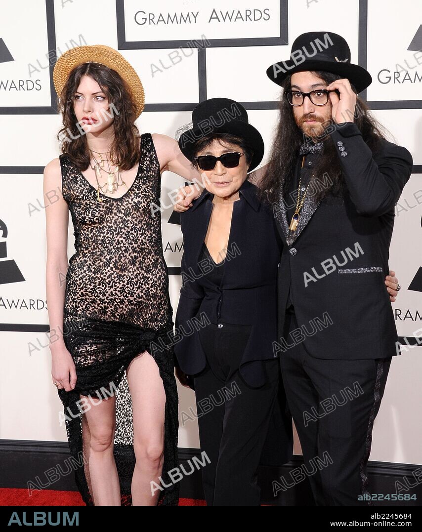 Jan. 26, 2014 - Los Angeles, California, U.S. - Yoko Ono, Sean Lennon & Charlotte Kemp Muhl arrives for the 56th Annual Grammy Awards at the Staples Center. 26/01/2014