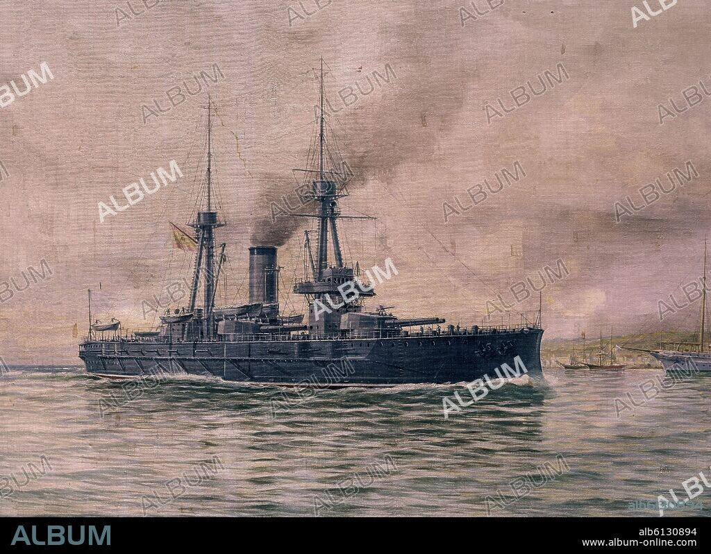 A. SANZ. ACORAZADO ESPAÑA BUQUE QUE DESDE 1912 PRESTABA SUS SERVICIOS A LA MARINA ESPAÑOLA.