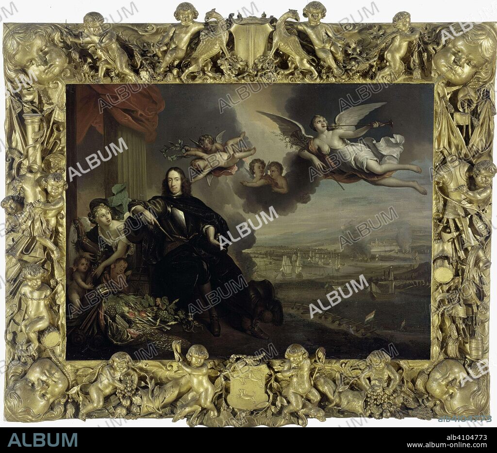 JAN DE BAEN (COPY AFTER). The Apotheosis of Cornelis de Witt, with the Dutch Raid on the Medway in the background. Dating: 1667 - 1700. Measurements: h 75.5 cm × w 102 cm.