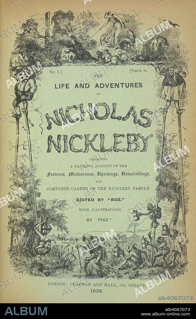 Nicholas Nickleby. The Works of Charles Dickens. National edition. [E. 1906. Title page of the life and adventures of Nicholas Nickleby.  Image taken from The Works of Charles Dickens. National edition. [Edited by B. W. Matz. With all the plates, illustrations, wrapper designs and prefaces of the earlier editions. The text based on the Charles Dickens edition.].6, 7. Nicholas Nickleby.  Originally published/produced in 1906. . Source: 12276.f.1, title page. Language: English.