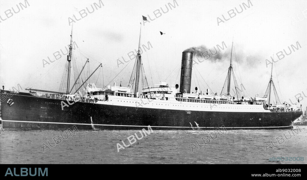 RMS Carpathia; a Cunard Line transatlantic passenger steamship, famous for rescuing the survivors of RMS Titanic after it struck an iceberg and sank with a loss of 1,512 lives on 15 April 1912. Carpathia herself was sunk in the Atlantic on 17 July 1918 during World War I.