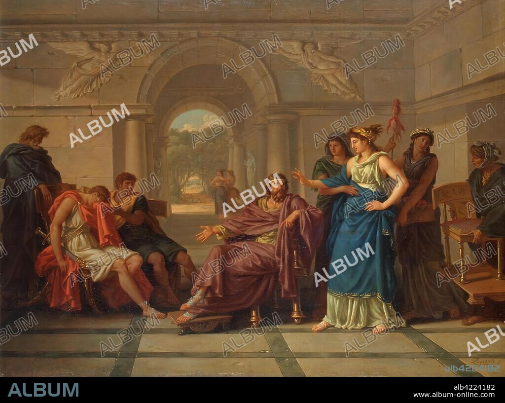 LAGRENéE, JEAN-JACQUES, THE YOUNGER. 'Helen Recognizing Telemachus, Son of Odysseus'. France, 1795. Dimensions: 48x64 cm.