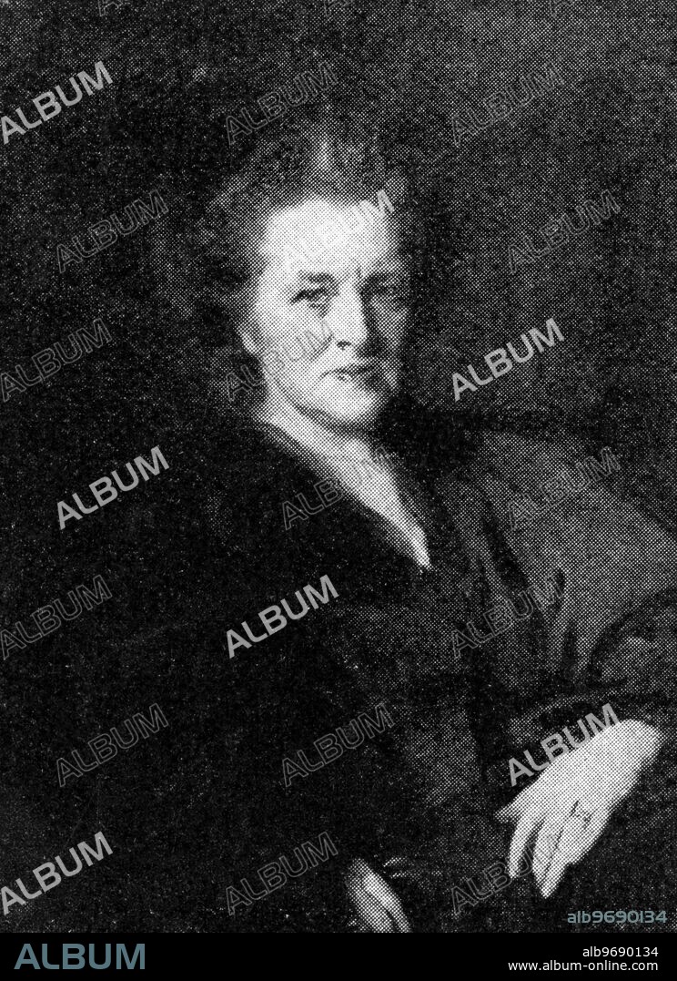 The lady who may be the Mayor of Aldeburgh, Elizabeth Garrett Anderson, MD. Photography by O. and K Edis, from the picture by John Singer Sargent. 31 October 1908.