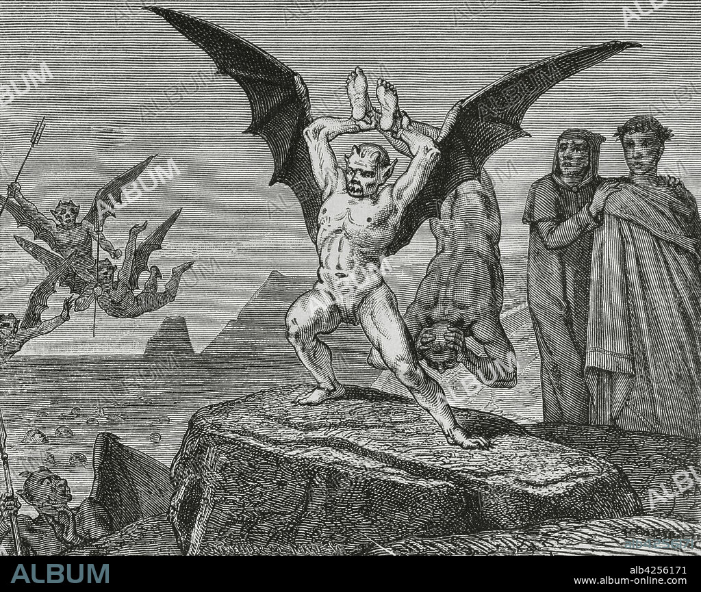 JEAN-EDOUARD DARGENT. KNOWN AS YANN DARGENT (1824-1899). FRENCH ARTIST.. The Divine Comedy (1307-1321). Italian narrative poem by the Italian poet Dante Alighieri (1265-1321). Inferno (Hell). "High on his shoulders, sharp and tall, he carried a sinner..." Illustration by Yann Dargent (1824-1899). Engraving by Navellier & L. Marie. Published in Paris, 1888.