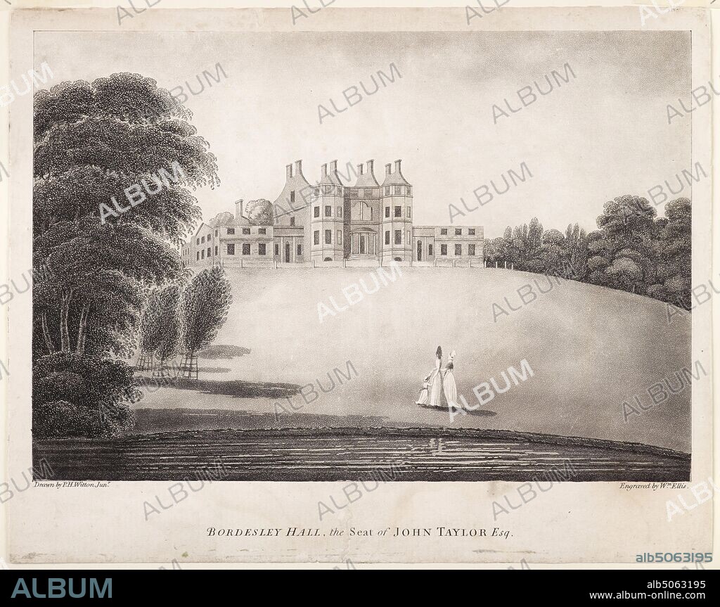 Engraving, Bordesley Hall, Birmingham, 1792 Engraver: William Ellis Drawn by: P H Witton Inscribed: 'Bordesley Hall, The Seat Of John Taylor Esq.', Topographical Views, Printing, Engraving, Birmingham history.