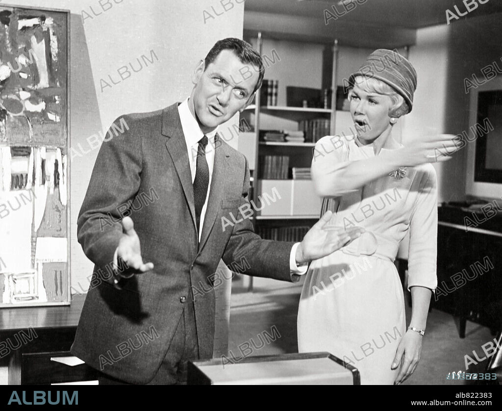 DORIS DAY y TONY RANDALL en PIJAMA PARA DOS, 1961 (LOVER COME BACK), dirigida por DELBERT MANN. Copyright UNIVERSAL PICTURES.