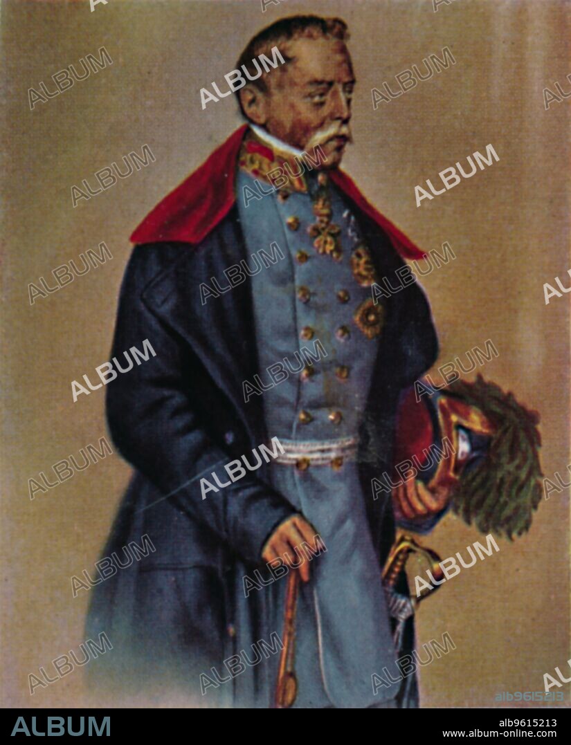 'Feldmarschall Graf Radetzky 1766-1858', 1934. Johann Josef Wenzel Anton Franz Karl, Graf Radetzky von Radetz (1766-1858), Austrian nobleman and field marshal. He served as chief of the general staff during the later period of the Napoleonic Wars and afterwards began military reforms. He retired at age 90 and was immortalized by Johann Strauss I's Radetzky March. From "Die Großen der Weltgeschichte". [Eckstein-Halpaus, Dresden, 1934].