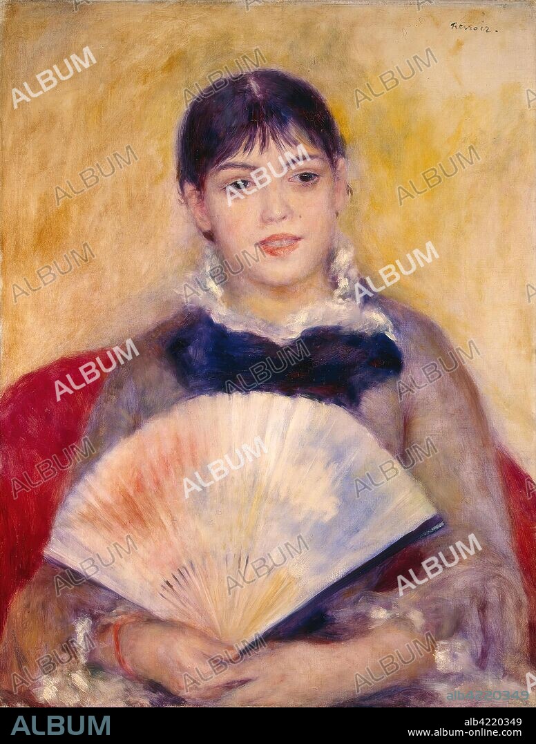 PIERRE AUGUSTE RENOIR. 'Girl with a Fan'. France, 1881. Dimensions: 65x50 cm.