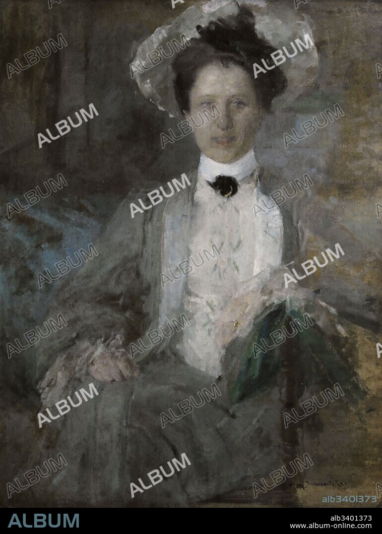 Olga Boznanska (1865-1940). Pintora polaca. Retrato de una mujer con sombrero blanco, 1906. Museo de Silesia (Silesian Museum). Katowice. Polonia.
